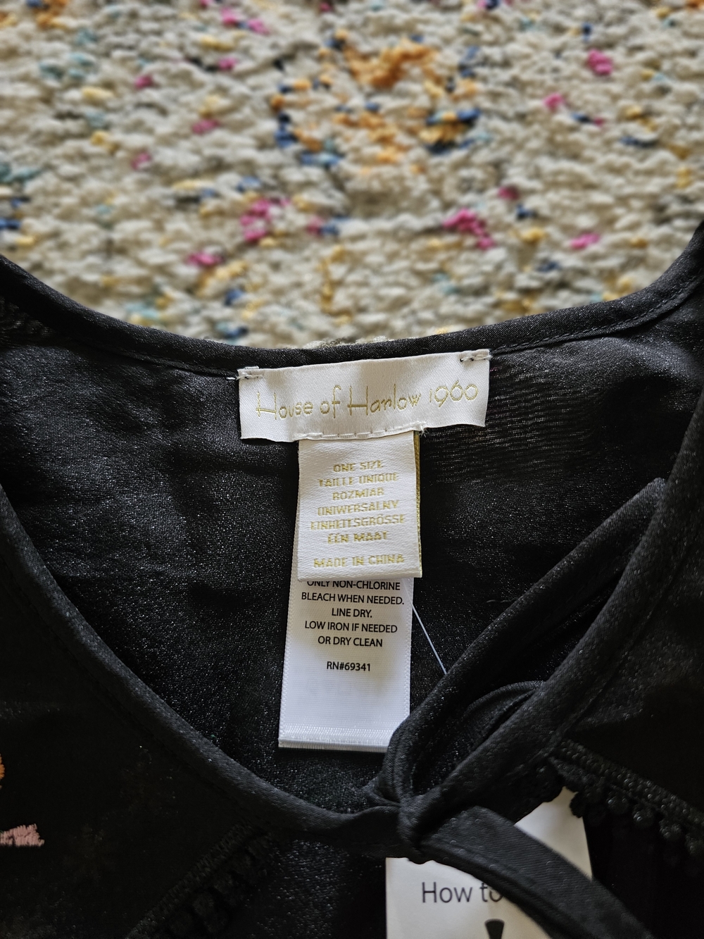 House of Harlow 1960 Black Embroidered Floral Detachable Collar - Picture 3 of 5
